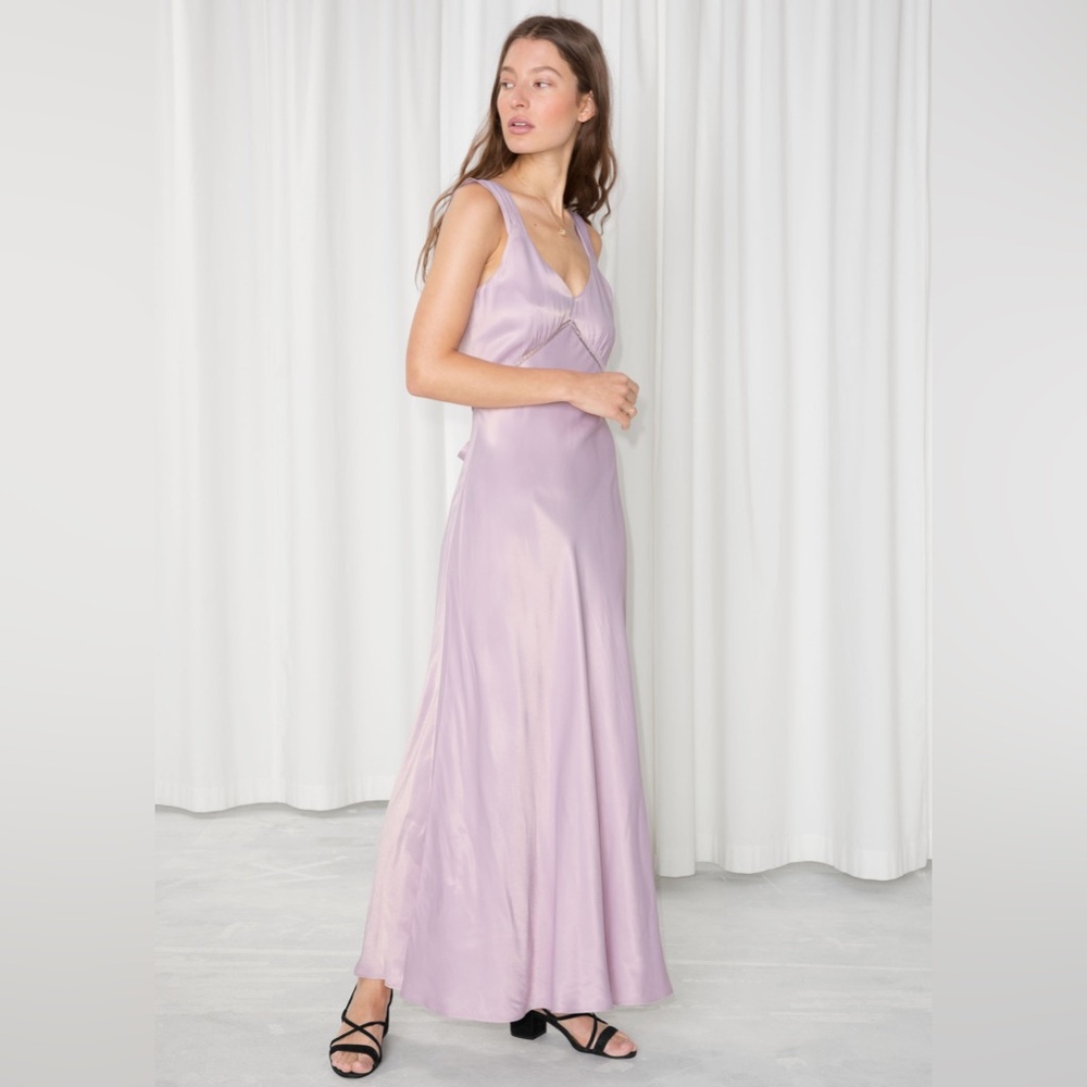 & Other Stories Satin Lilac Maxi Dress